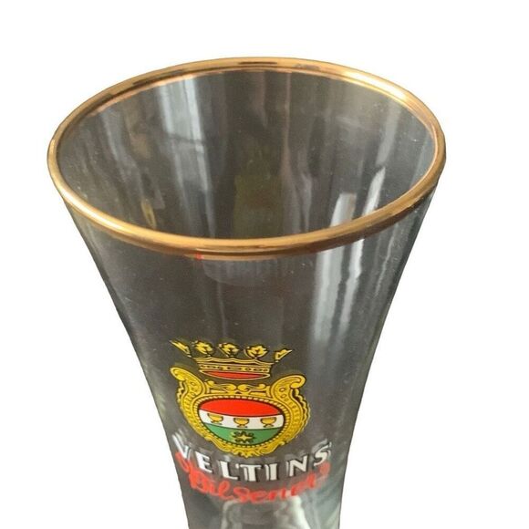 Vintage Veltins Bilsener Pilsner Beer Glass Raise a Glass to Tradition Gold Trim - Picture 8 of 12